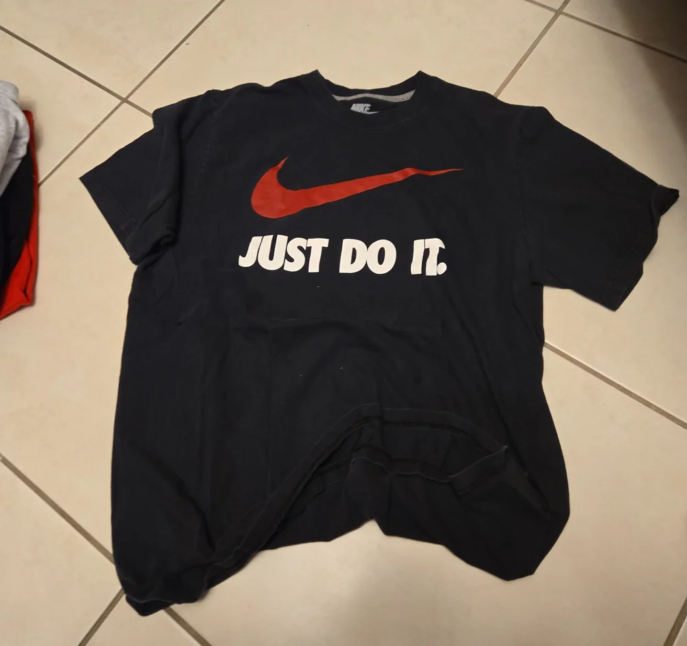 Nike Black Short Sleeve Tee with Red Swoosh and White